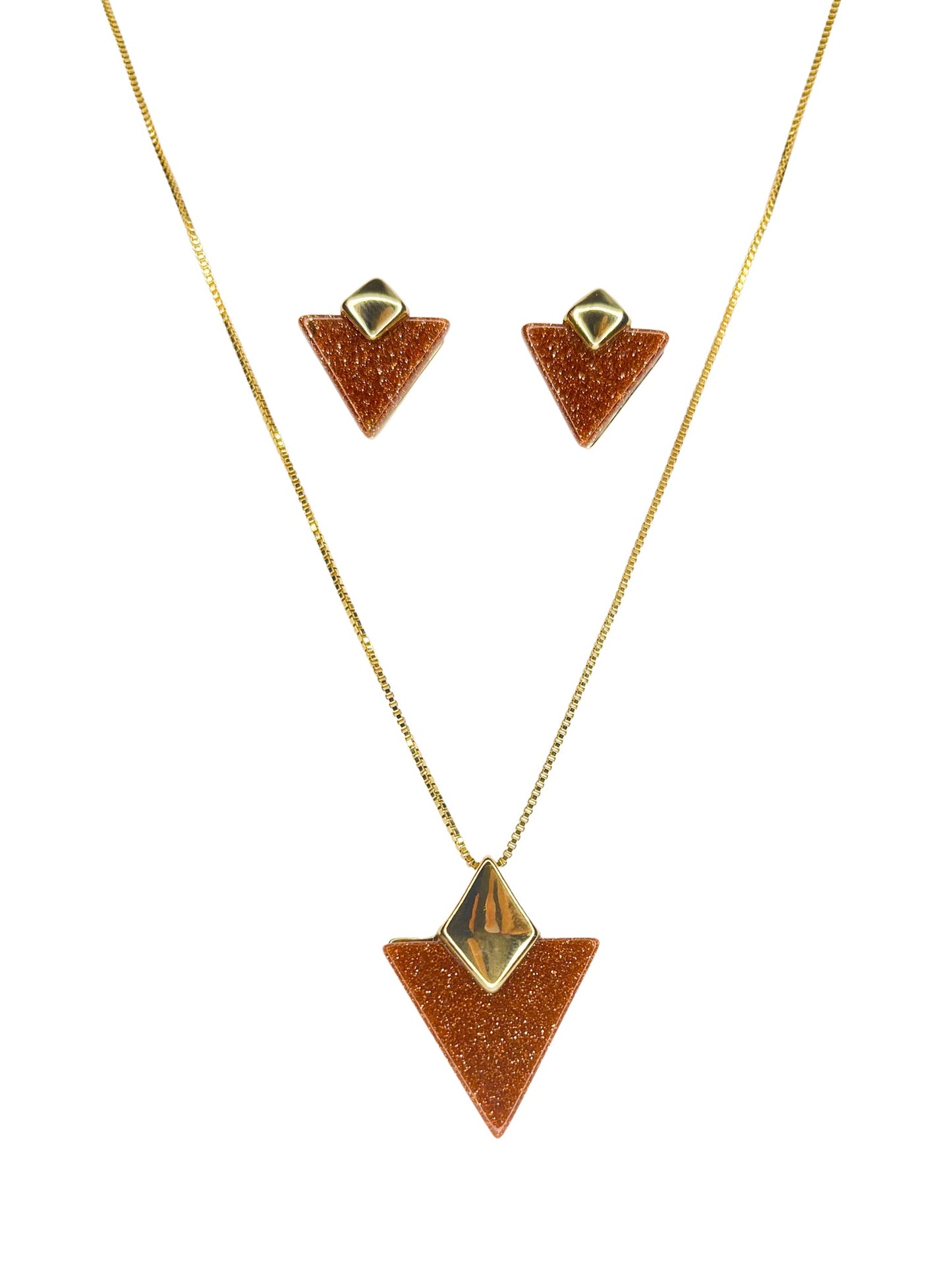 Set orecchini e collana placcati oro Geometrica