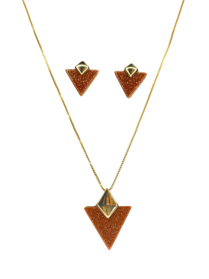 Set orecchini e collana placcati oro Geometrica