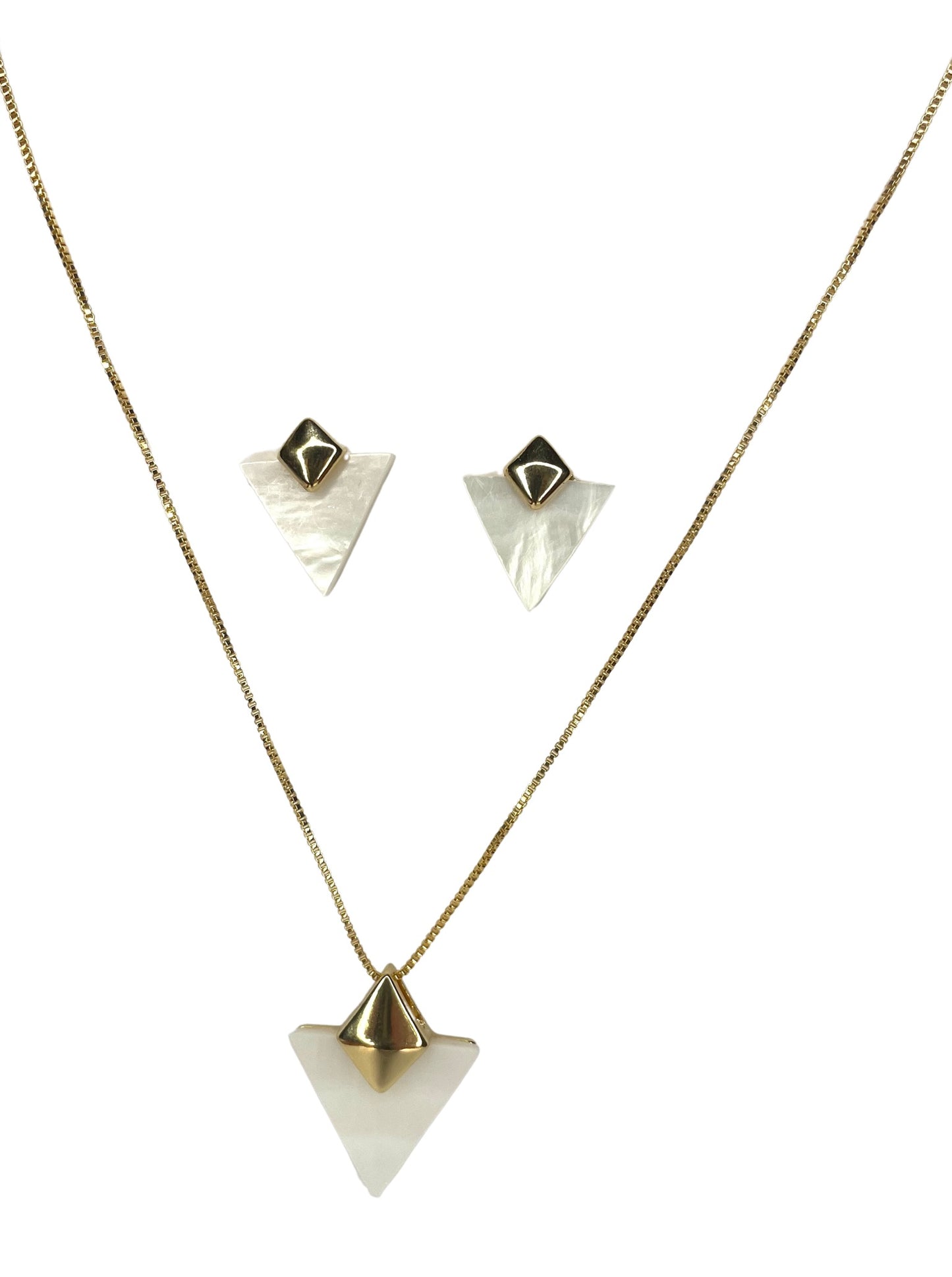 Set orecchini e collana placcati oro Geometrica