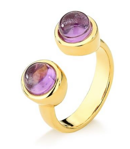 Anello placcato oro 24k con pietra Ametista