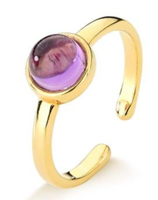 Anello placcato oro 24k con pietra Ametista