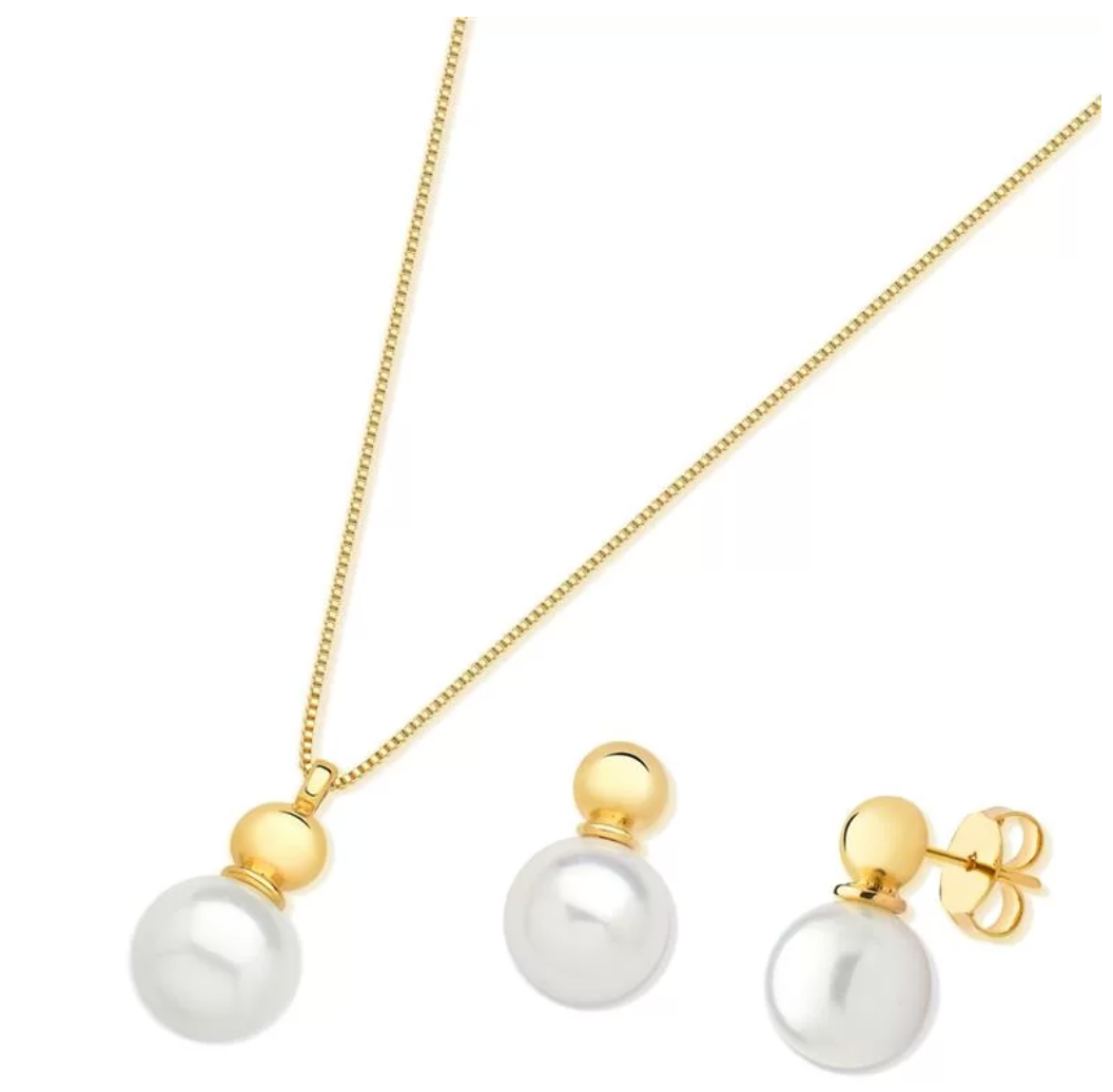 Set orecchini e collana Perle placcati oro