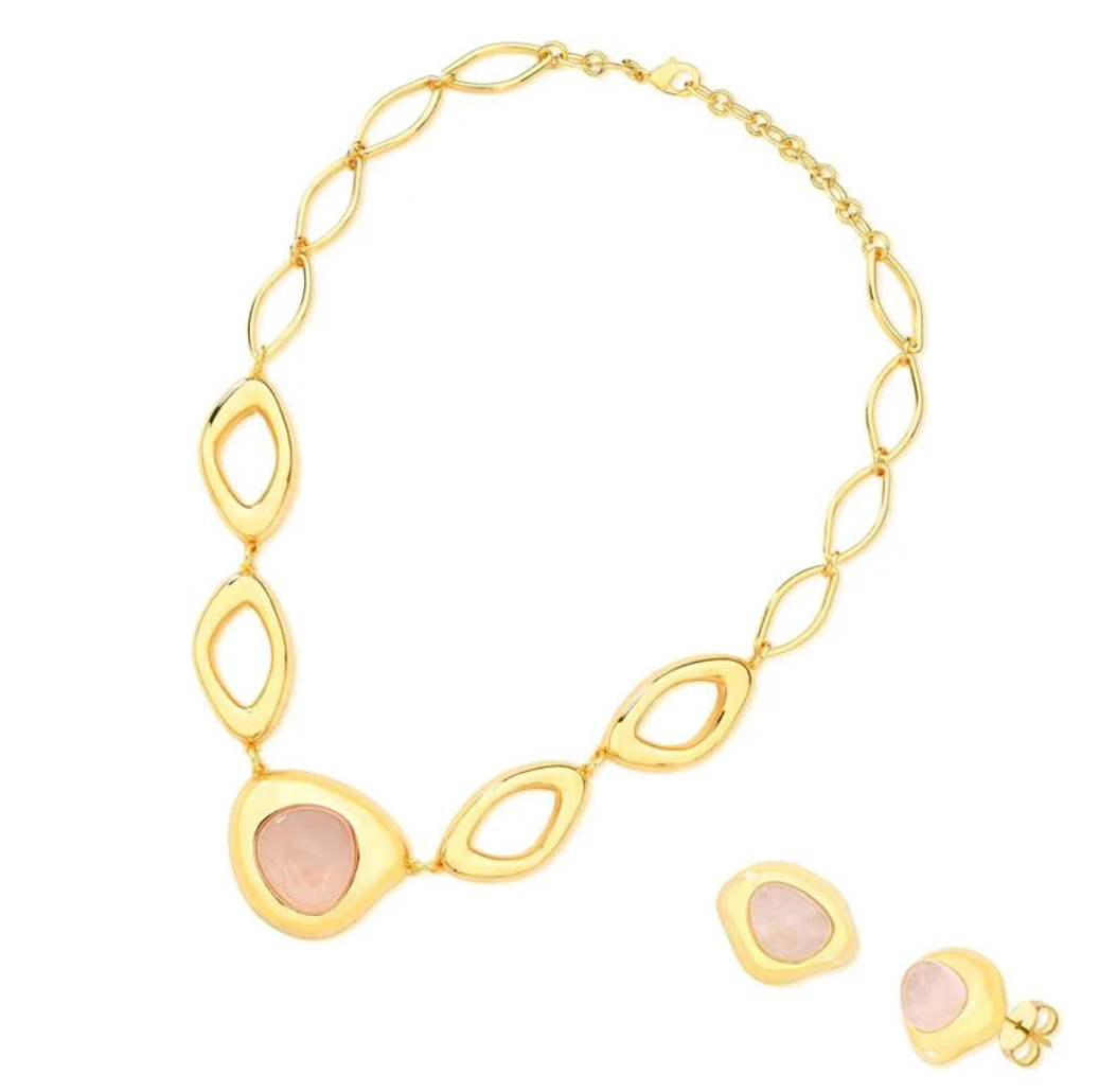 Set orecchini e collana placcati oro bold