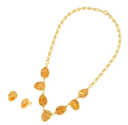 Set orecchini e collana placcati oro