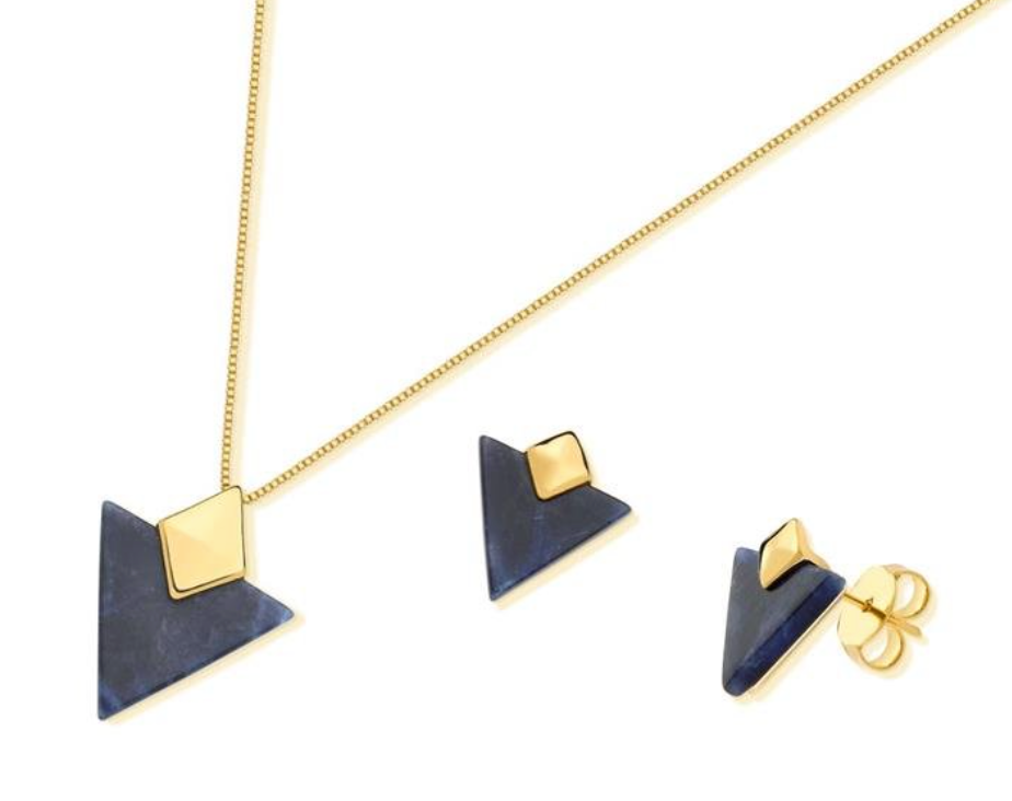 Set orecchini e collana placcati oro Geometrica