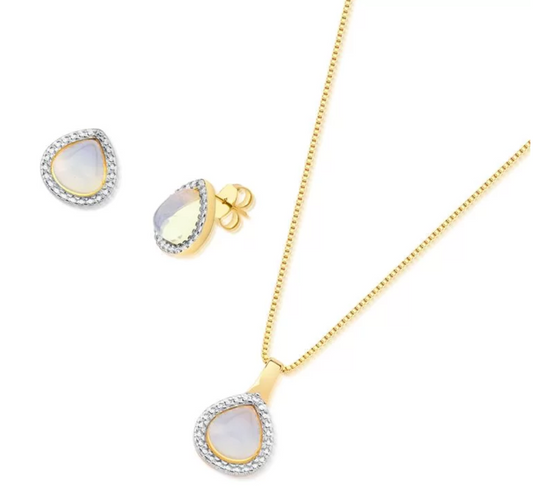 Set orecchini e collana placcato oro e rodiato bianco