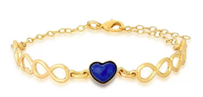 Bracciale placcato oro con cuore in Feldspato