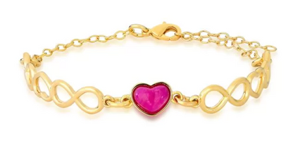 Bracciale placcato oro con cuore in Feldspato