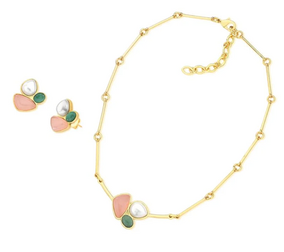 Set orecchini e collana placcati oro Simbiose